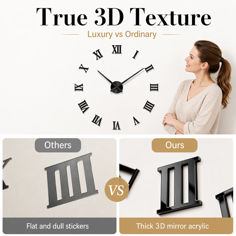 3D DIY Large Roman Numeral Wall Clock