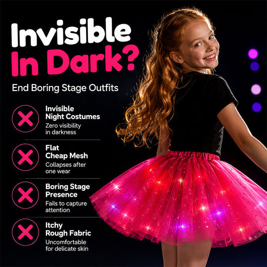 LED Light-Up Tutu Skirt – Triple Mesh & Shimmering Sequins
