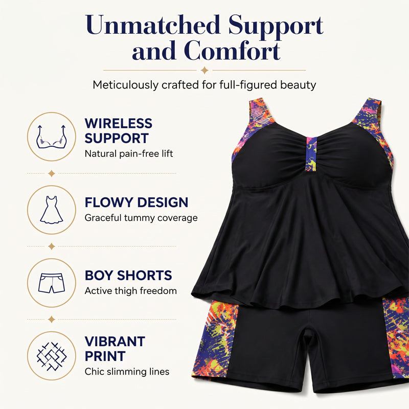 ⏳Time-Limited Special⏰Women's Flowy Tankini Top and Shorts Swimsuit – Comfortable Coverage & Beach-Ready Style ☀️