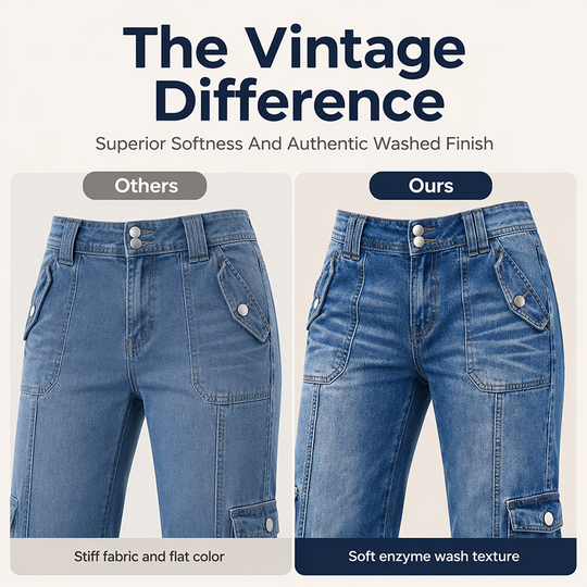 👖 Vintage Cargo Capri Jeans with Drawstring Hem – Functional Pockets & Relaxed Style for City Days