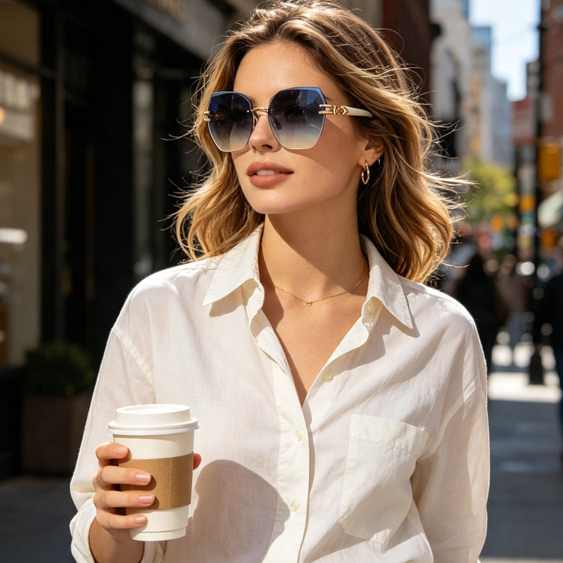 🎉 Statement Rimless Sunglasses – Bold Face, Zero Blind Spots ✨