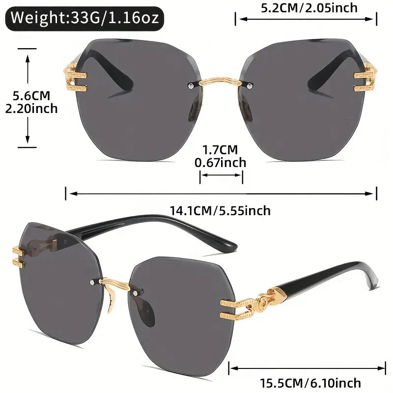 🎉 Statement Rimless Sunglasses – Bold Face, Zero Blind Spots ✨
