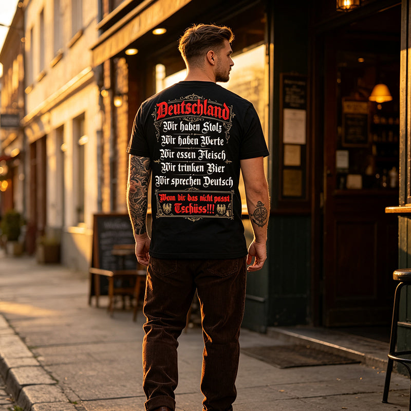 Deutschland Heritage Printed Short Sleeve Crew Neck T-Shirt for Men