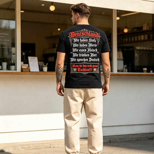 Deutschland Heritage Printed Short Sleeve Crew Neck T-Shirt for Men