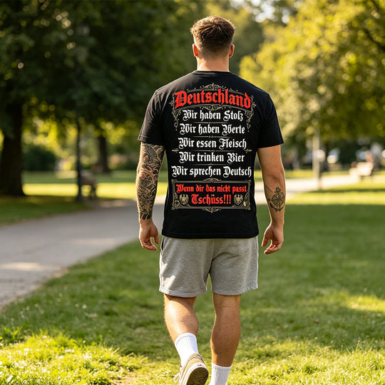 Deutschland Heritage Printed Short Sleeve Crew Neck T-Shirt for Men