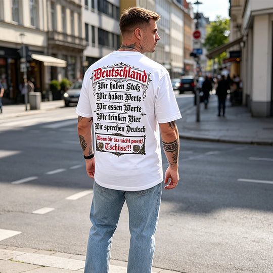 Deutschland Heritage Printed Short Sleeve Crew Neck T-Shirt for Men