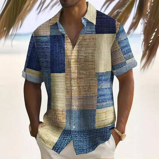 👔🎨 Men's Contrast Color Pattern Shirt