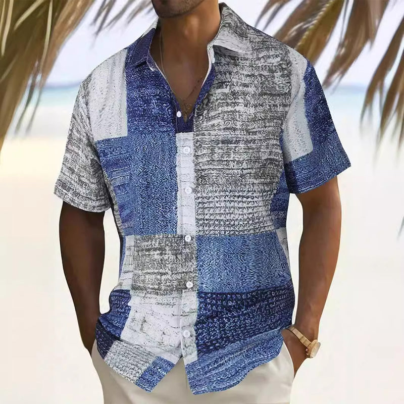 👔🎨 Men's Contrast Color Pattern Shirt