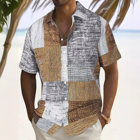 👔🎨 Men's Contrast Color Pattern Shirt