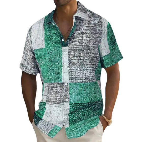 👔🎨 Men's Contrast Color Pattern Shirt