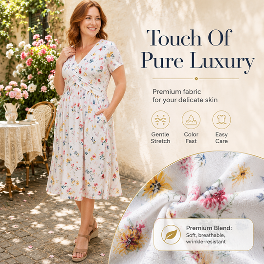💃2026 Summer Hot Sale 50% OFF🌿⏳Women's V-Neck Floral Print Dress with Twist Waist