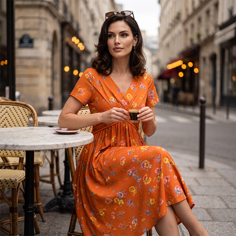 💃2026 Summer Hot Sale 50% OFF🌿⏳Women's V-Neck Floral Print Dress with Twist Waist