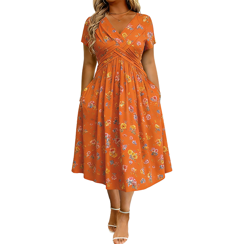 💃2026 Summer Hot Sale 50% OFF🌿⏳Women's V-Neck Floral Print Dress with Twist Waist