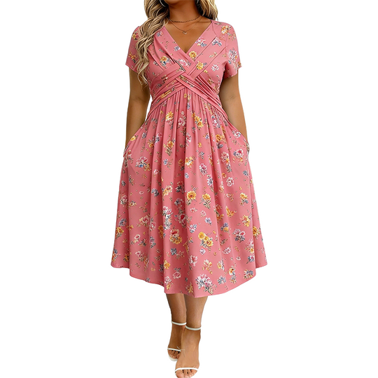 💃2026 Summer Hot Sale 50% OFF🌿⏳Women's V-Neck Floral Print Dress with Twist Waist