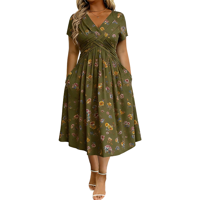 💃2026 Summer Hot Sale 50% OFF🌿⏳Women's V-Neck Floral Print Dress with Twist Waist