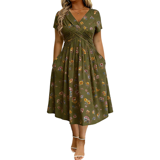 💃2026 Summer Hot Sale 50% OFF🌿⏳Women's V-Neck Floral Print Dress with Twist Waist