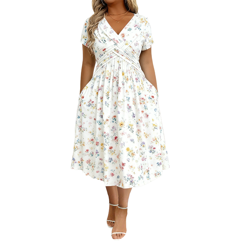 🌸LAST DAY SPECIAL PRICE!! 50% OFF🌸Women's V-Neck Floral Print Dress with Twist Waist