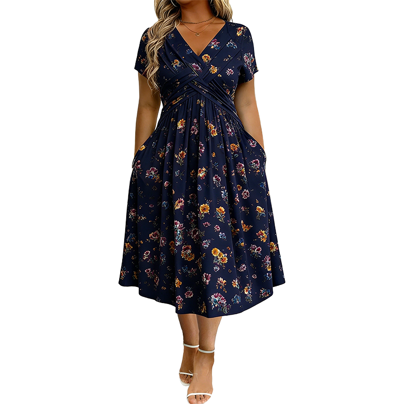💃2026 Summer Hot Sale 50% OFF🌿⏳Women's V-Neck Floral Print Dress with Twist Waist