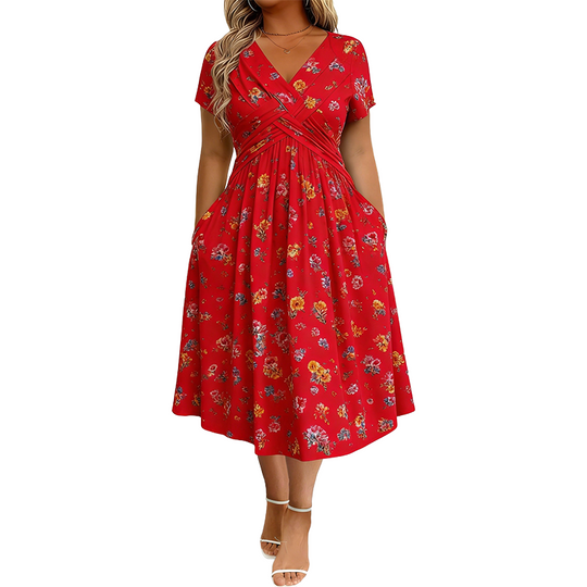 💃2026 Summer Hot Sale 50% OFF🌿⏳Women's V-Neck Floral Print Dress with Twist Waist