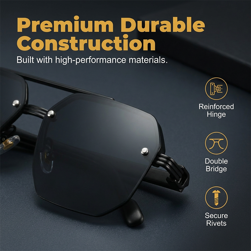 🎁2026 New Arrivals 50% OFF💥Pro-Favorite Men's Stylish Geometric Polygon Sunglasses – Metal & PC Frame – UV400 Protection 🕶️