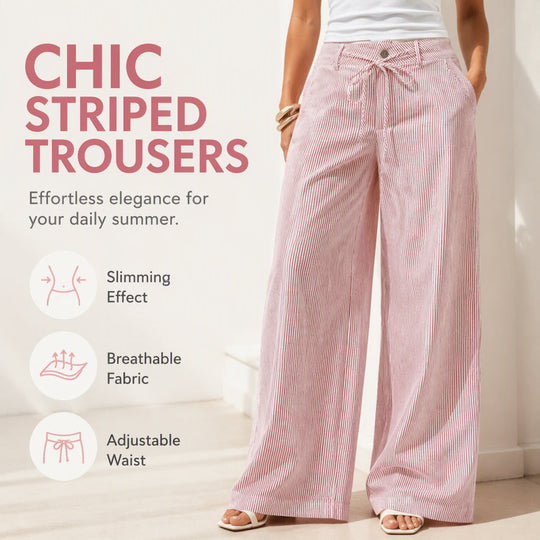 👖 50% OFF! Women's Wide Leg Striped Pants | Leg-Lengthening Vertical Stripes | Ultra Breathable | Premium Craftsmanship | S-3XL 🌸✨