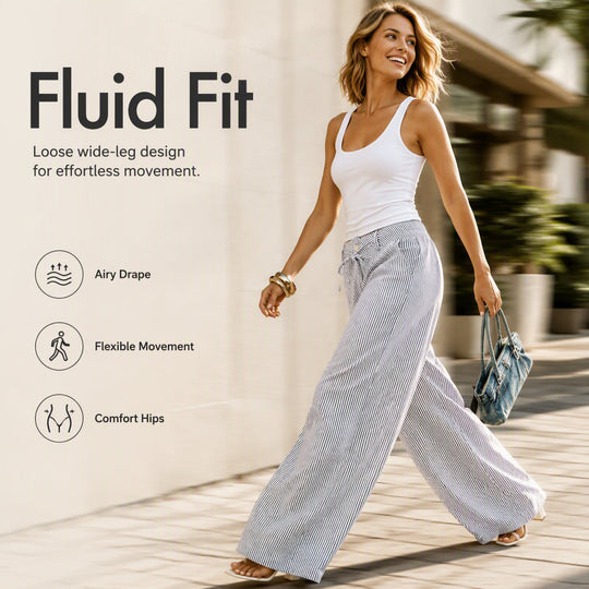 👖 50% OFF! Women's Wide Leg Striped Pants | Leg-Lengthening Vertical Stripes | Ultra Breathable | Premium Craftsmanship | S-3XL 🌸✨