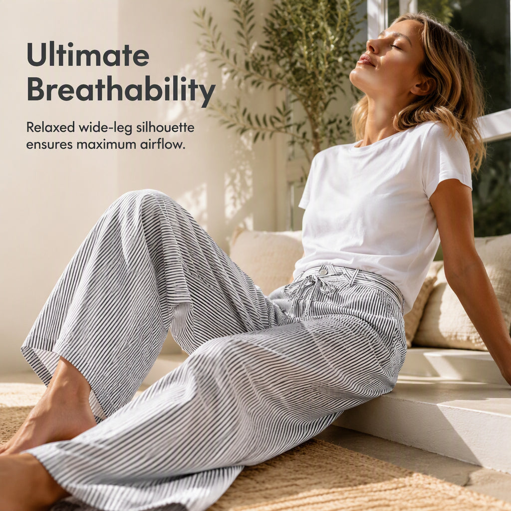 👖 50% OFF! Women's Wide Leg Striped Pants | Leg-Lengthening Vertical Stripes | Ultra Breathable | Premium Craftsmanship | S-3XL 🌸✨
