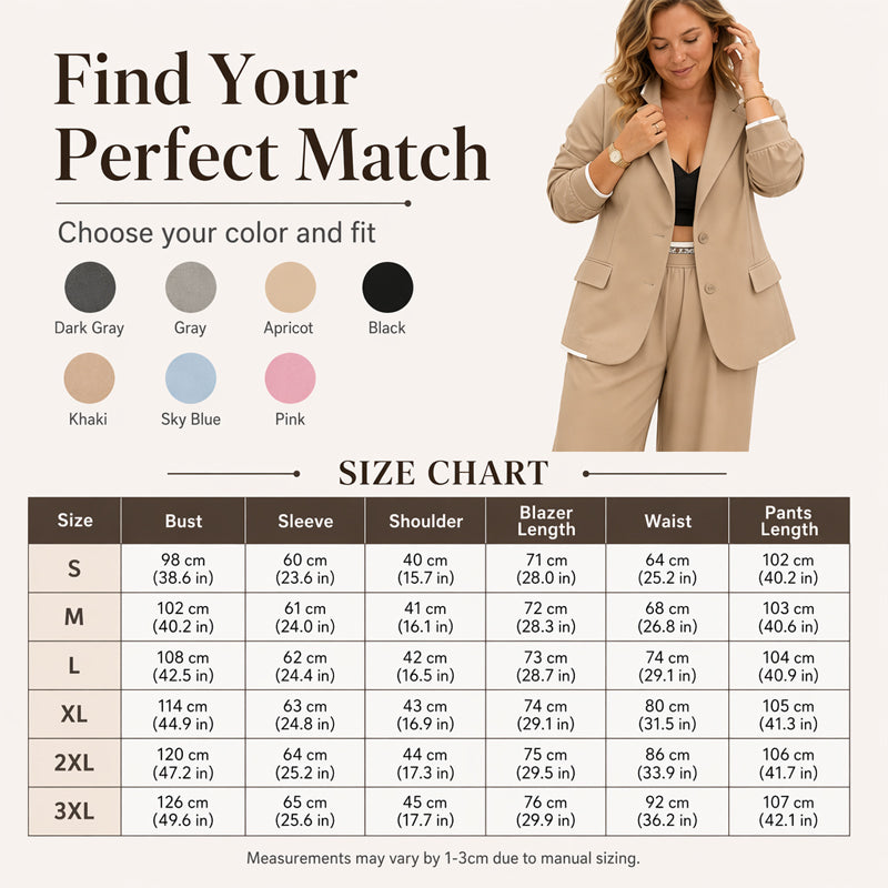 Women's Elegant Blazer & Wide-Leg Pants Set