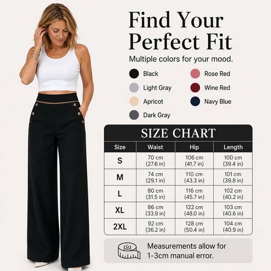Top Rated 🌿🛍️ Contrast-Trim Wide-Leg Pants – legant Drape & Flattering High-Rise