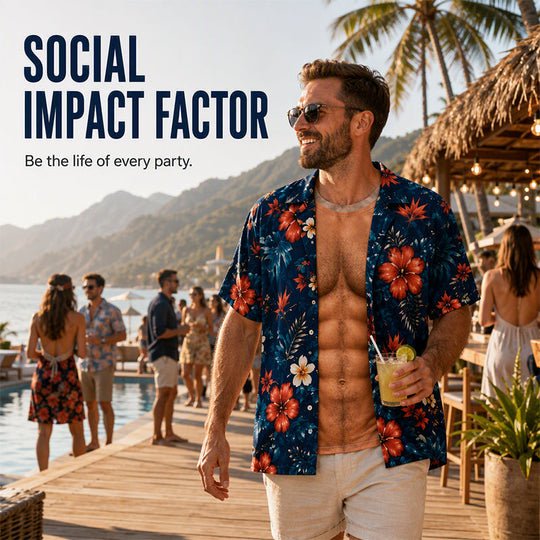 🤣🌴 The Shirt That Gets Everyone Laughing! Men's 3D Muscle Print Hawaiian Shirt | Fun Summer Party Outfit