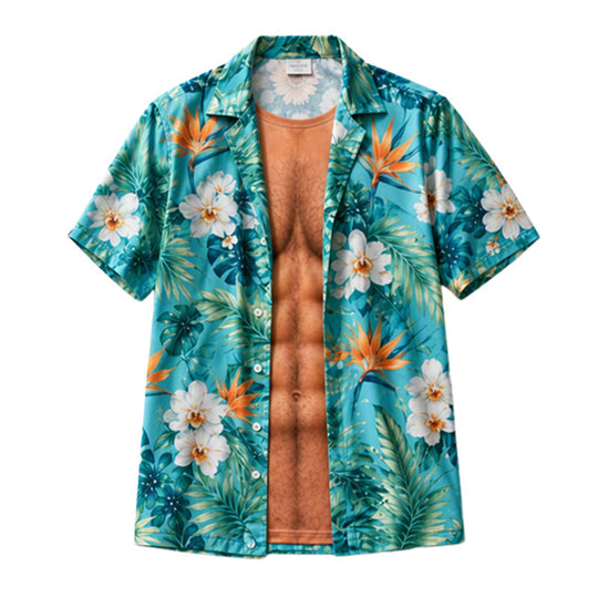 🤣🌴 The Shirt That Gets Everyone Laughing! Men's 3D Muscle Print Hawaiian Shirt | Fun Summer Party Outfit