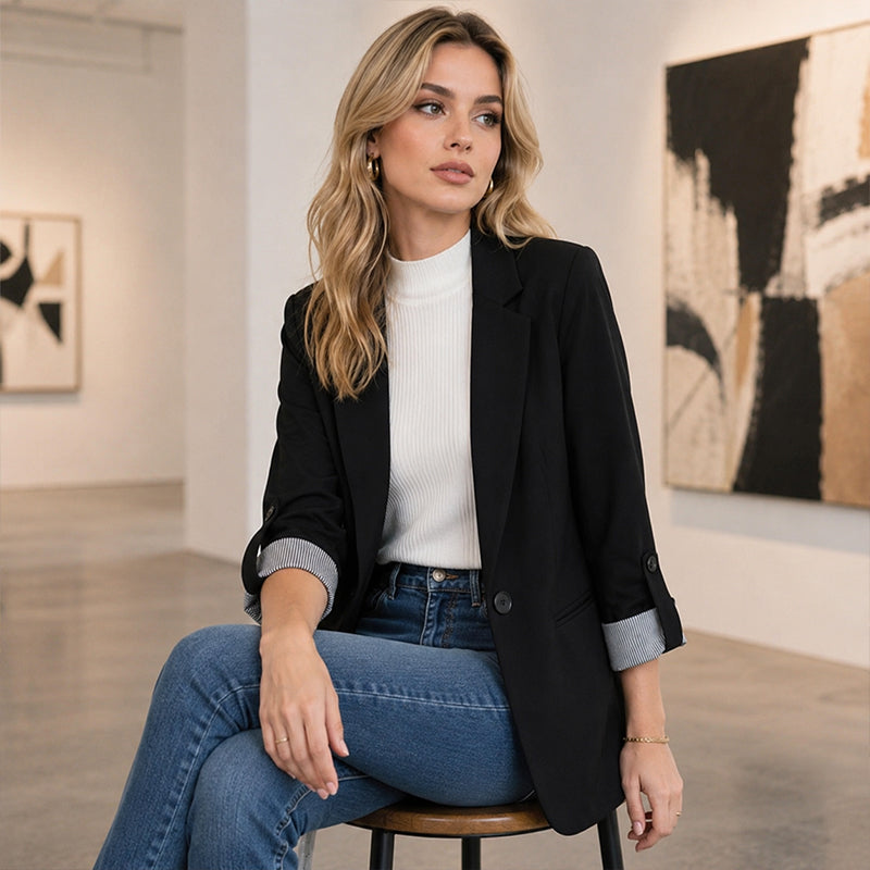 📢📢LIMITED-TIME 50% OFF!!☀️🧥New Arrivals - Sleek Cardigan Blazer – Soft Drape & Versatile Styling from Office to Evening