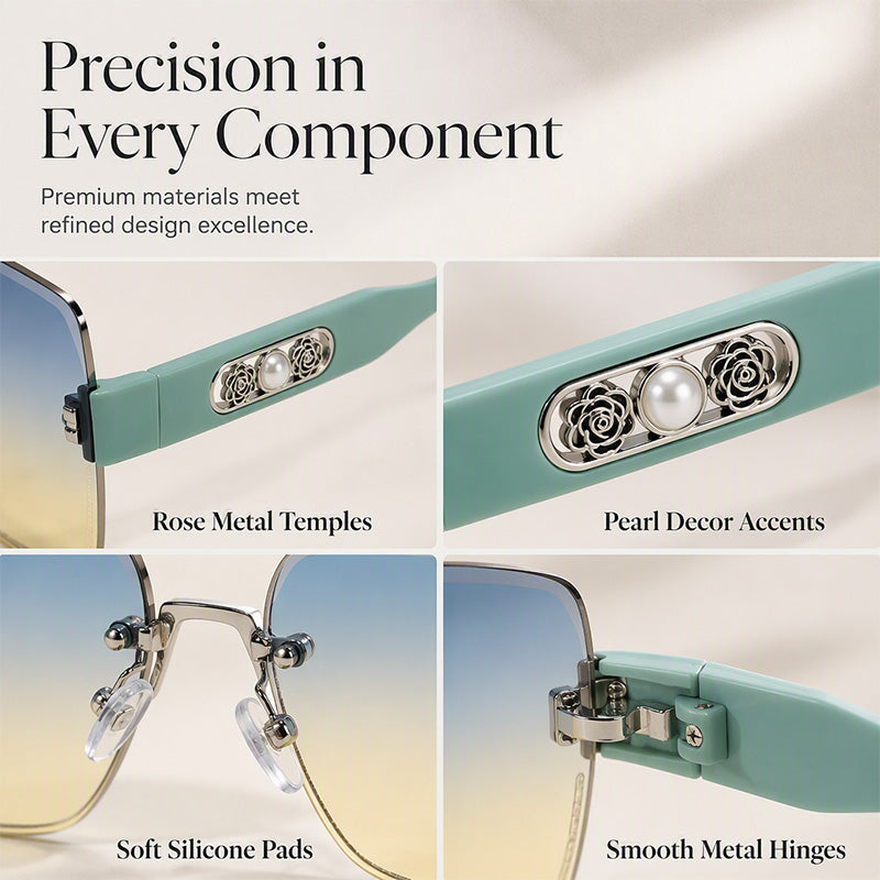 🕶️ -50% OFF! ✨ Women's Rimless Square Sunglasses – HD UV400 Resin & Metal – Oversized Design with Decorative Pearls for a Chic Urban Look 💎