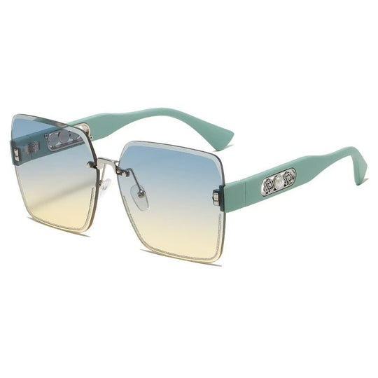 🕶️ -50% OFF! ✨ Women's Rimless Square Sunglasses – HD UV400 Resin & Metal – Oversized Design with Decorative Pearls for a Chic Urban Look 💎