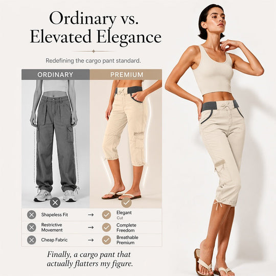 🌺Summer Hot Sale 50% OFF💐Women's High-Waist Cargo Capri Pants