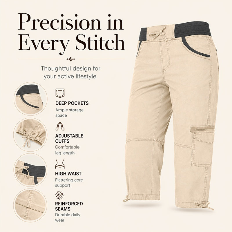 🌺Summer Hot Sale 50% OFF💐Women's High-Waist Cargo Capri Pants