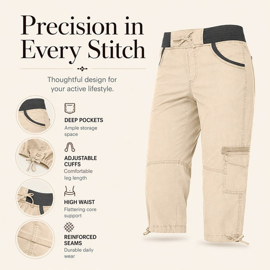 🌺Summer Hot Sale 50% OFF💐Women's High-Waist Cargo Capri Pants