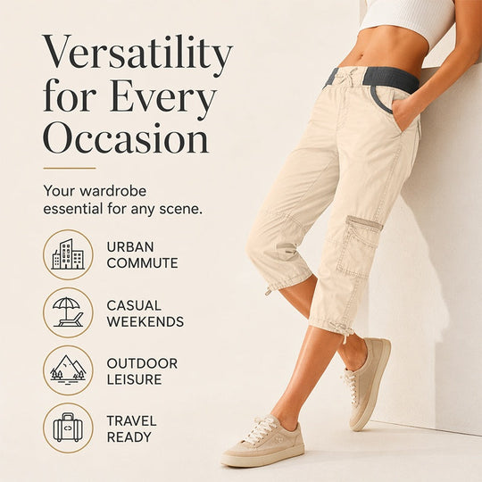 🌺Summer Hot Sale 50% OFF💐Women's High-Waist Cargo Capri Pants