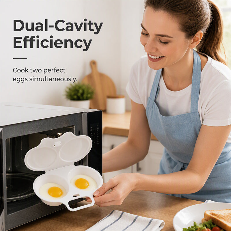 🥳2026 HOT SALE🥳💞80K+ SOLD! 🥗🎁 Microwave Egg Poacher Dual‑cavity, non‑stick & easy clean. Healthier than frying – stock up & save! 🏠✅