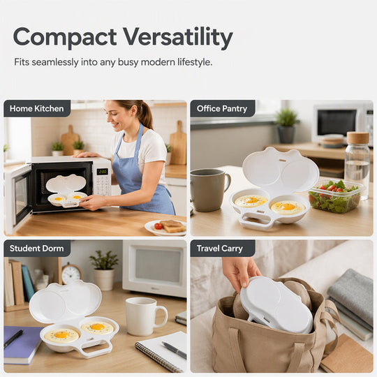 🥳2026 HOT SALE🥳💞80K+ SOLD! 🥗🎁 Microwave Egg Poacher Dual‑cavity, non‑stick & easy clean. Healthier than frying – stock up & save! 🏠✅
