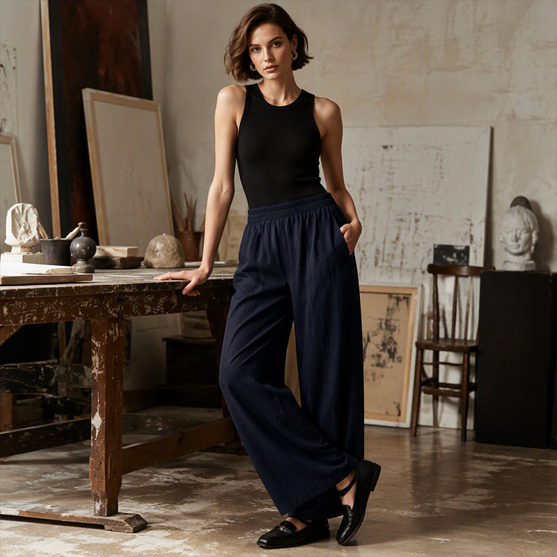 🌸Hot Sale 50% OFF👖 Women's Elastic Waist Wide-Leg Pants – Flattering Relaxed Fit For Everyday Comfort & Style 🤍