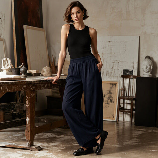 🌸Hot Sale 50% OFF👖 Women's Elastic Waist Wide-Leg Pants – Flattering Relaxed Fit For Everyday Comfort & Style 🤍