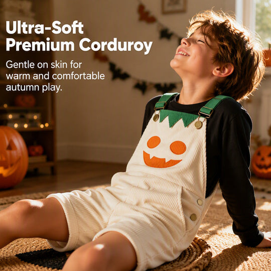 👻 HOT HALLOWEEN DEAL✨Kids Pumpkin Corduroy Suspender Overalls Shorts