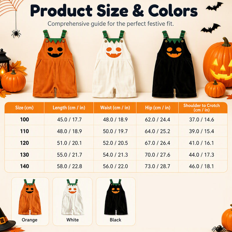 👻 HOT HALLOWEEN DEAL✨Kids Pumpkin Corduroy Suspender Overalls Shorts