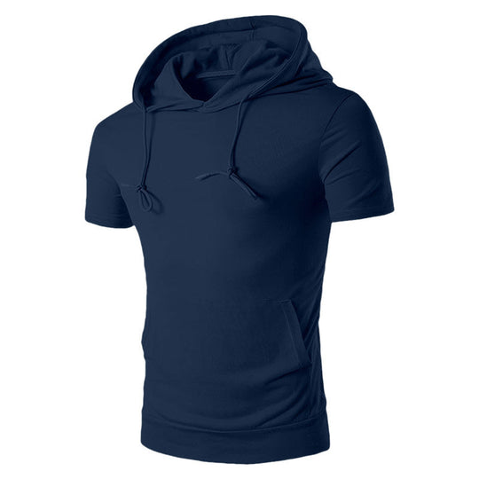 Men's Hooded Short Sleeve T-Shirt with Pocket