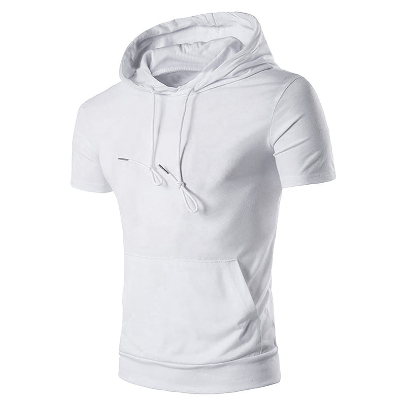 Men's Hooded Short Sleeve T-Shirt with Pocket