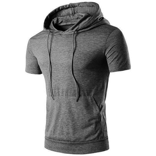 Men's Hooded Short Sleeve T-Shirt with Pocket