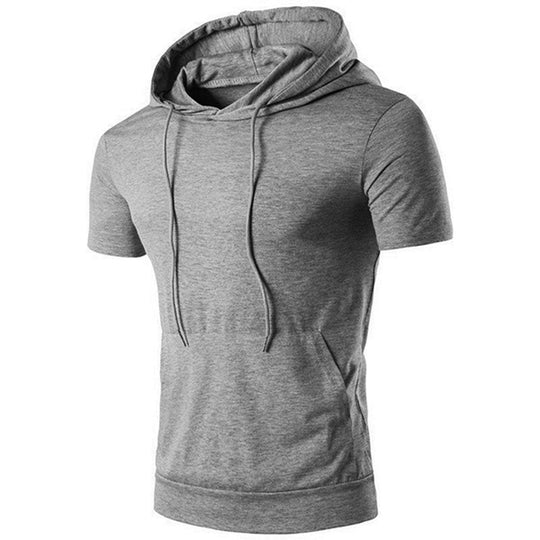 Men's Hooded Short Sleeve T-Shirt with Pocket