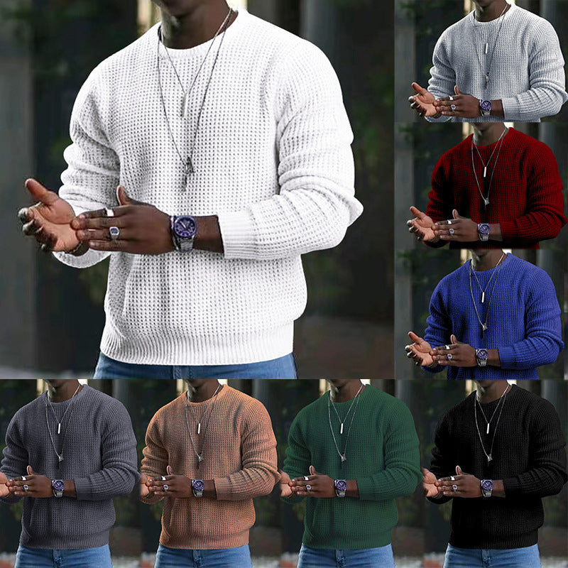 👔Seasonal Style - Men's Stretch Knit Pullover – Classic Crew Neck & Easy Pairing with Jeans or Joggers