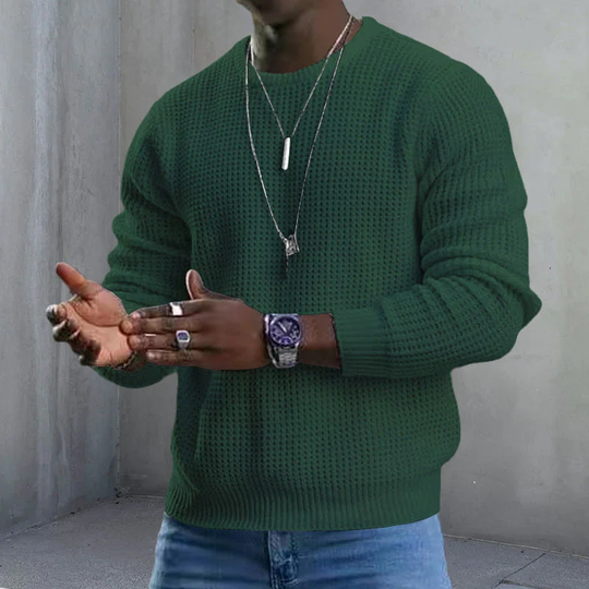 👔Seasonal Style - Men's Stretch Knit Pullover – Classic Crew Neck & Easy Pairing with Jeans or Joggers